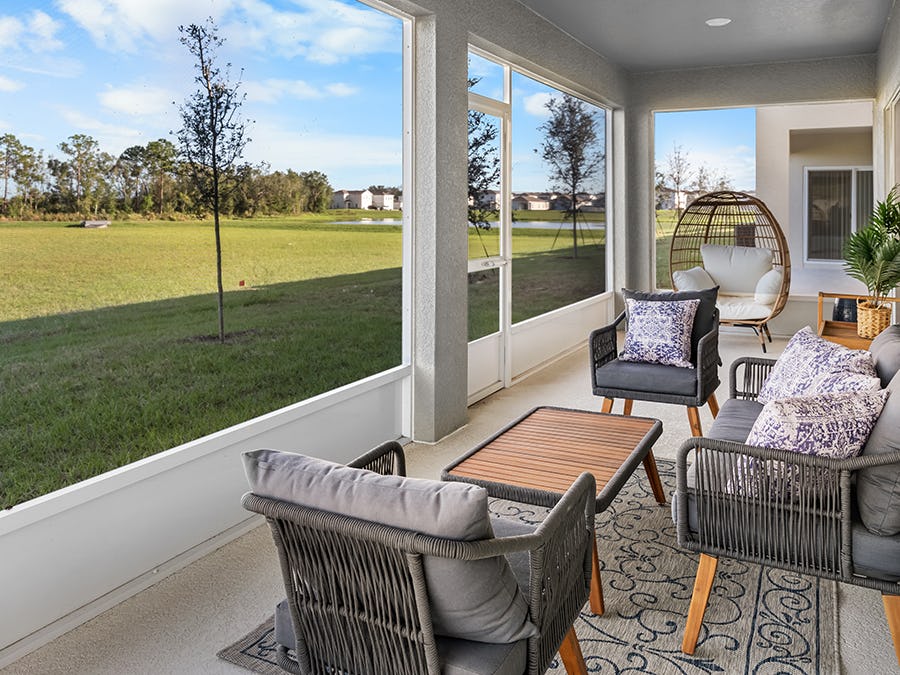 Outdoor living space lets you extend activities outdoors, and is a Florida new home must-have. 